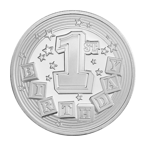 1 oz First Birthday with Blocks Silver Round | Silvertowne Mint