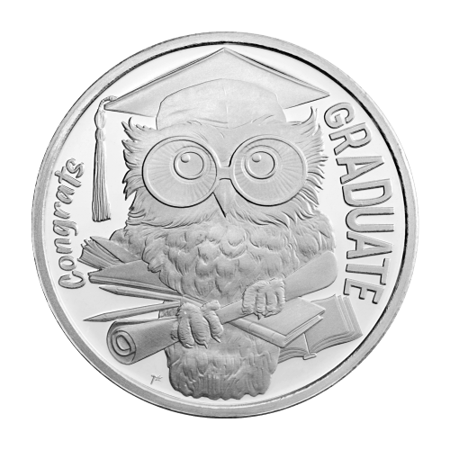 1 oz Congrats Graduate with Owl Silver Round | Silvertowne Mint