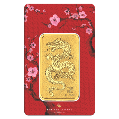 1 oz 2024 Lunar Year of the Dragon Gold Bar | Perth Mint | Silver