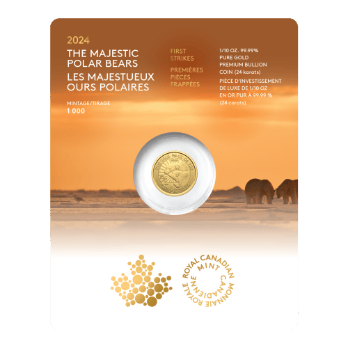 1/10 oz 2024 The Majestic Polar Bears First Strike Gold Coin | Royal Canadian Mint