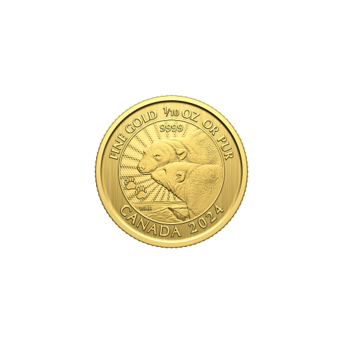 1/10 oz 2024 The Majestic Polar Bears First Strike Gold Coin | Royal Canadian Mint