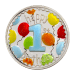 Ronde 1 once d'argent Premier Anniversaire de Bébé avec ballon coloré | Monnaie SilverTowne