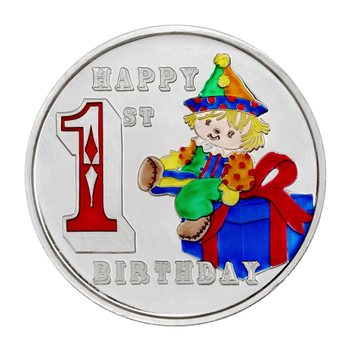 Ronde 1 once d'argent Clown d’anniversaire coloré | Monnaie SilverTowne