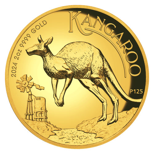 Pièce 2 onces en or Épreuve numismatique Haut relief Kangourou australien 2024 | Monnaie de Perth