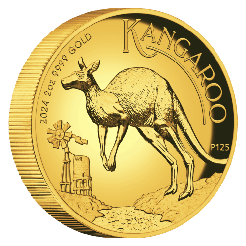 Pièce 2 onces en or Épreuve numismatique Haut relief Kangourou australien 2024 | Monnaie de Perth
