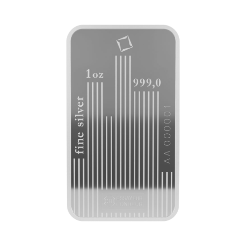 1 oz Skyline Silver Bar | Valcambi
