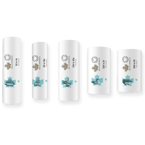 Collection de 5 rouleaux de pièces Premières pièces frappées 2024 | Monnaie royale canadienne