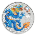 Pièce 1 once d'argent coloré Perth Stamp and Coin Show Spéciale Année lunaire du Dragon bleu 2024 dans une carte | Monnaie de Perth