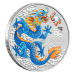 Pièce 1 once d'argent coloré Perth Stamp and Coin Show Spéciale Année lunaire du Dragon bleu 2024 dans une carte | Monnaie de Perth