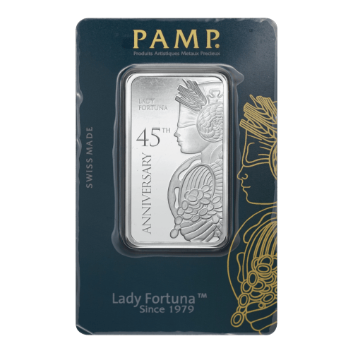 1 oz 45th Anniversary of Lady Fortuna Silver Bar | PAMP Suisse