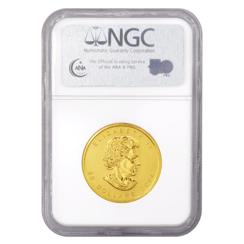 1 oz 2004 Canadian Maple Leaf 25th Anniversary NGC MS-69 First Strike Gold Coin | Royal Canadian Mint