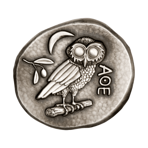 Ronde 1 once d'argent Réplique Chouette d'Athéna avec pochette en cuire | Monnaie Silvertowne