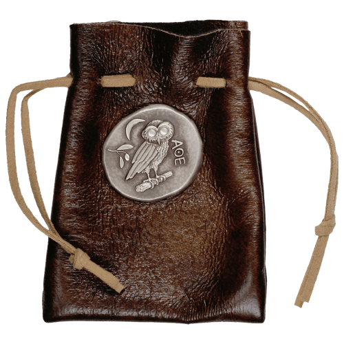 Ronde 1 once d'argent Réplique Chouette d'Athéna avec pochette en cuire | Monnaie Silvertowne