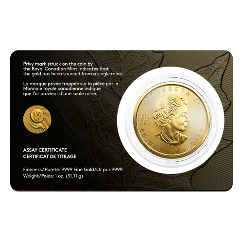 1 oz 2023 Canadian Maple Leaf: Single-Sourced Newmont Mine Special Edition Gold Coin | Royal Canadian Mint