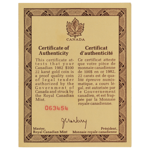 1982 $100 Patriation of the Canadian Constitution Gold Coin | Royal Canadian Mint