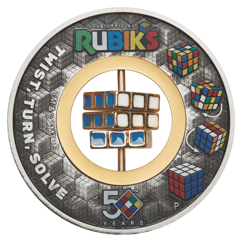 2 oz 2024 50th Anniversary of the Rubik's Cube Colourized Antiqued Silver Coin | Perth Mint