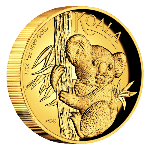 Pièce 1 once d'or Haut relief Koala australien 2024 | Monnaie de Perth