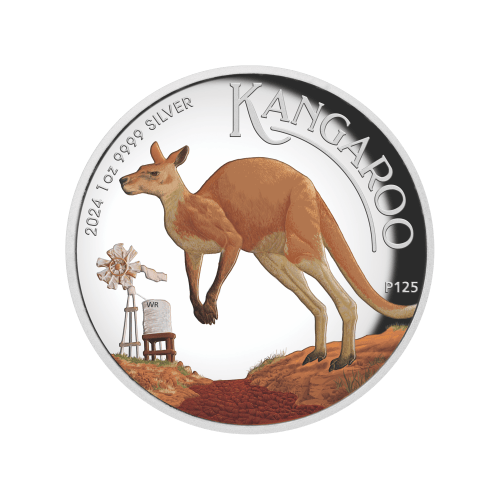 1 oz 2024 Australian Kangaroo High Relief Colourized Proof Silver Coin | Perth Mint