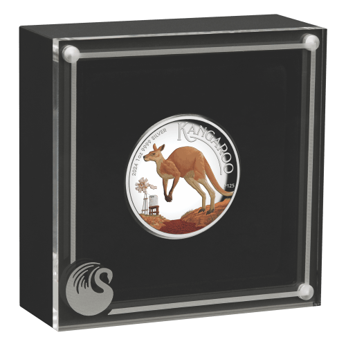 1 oz 2024 Australian Kangaroo High Relief Colourized Proof Silver Coin | Perth Mint