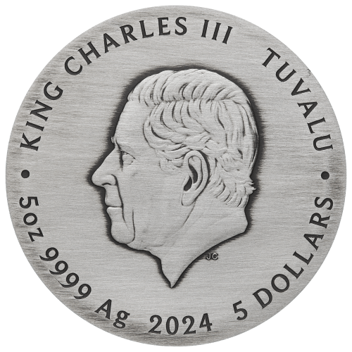 5 oz 2024 Dragon & The Five Elements Colourized Antiqued Silver