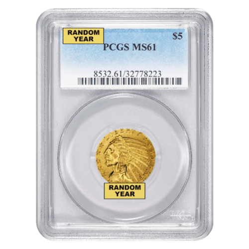 Random Year $5 Indian Half Eagle PCGS MS-61 Gold Coin | United States Mint