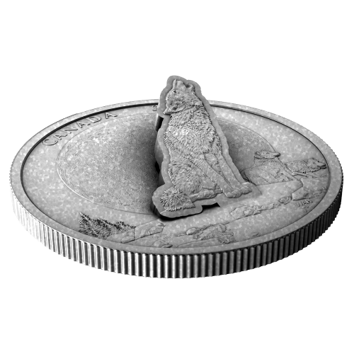 Pièce 2 onces d'argent vieilli L'appel du loup gravure en surélévation 2024 | Monnaie royale canadienne