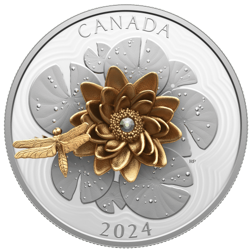 Pièce 5 onces d'argent Libellule voletant autour d'une fleur 2024 | Monnaie royale canadienne