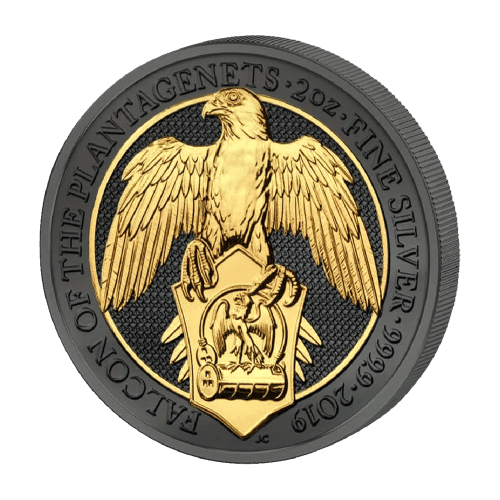 2 oz 2019 Queens Beasts: Golden Enigma Falcon of the Plantagenets Black Ruthenium Plated Silver Coin | The Royal Mint