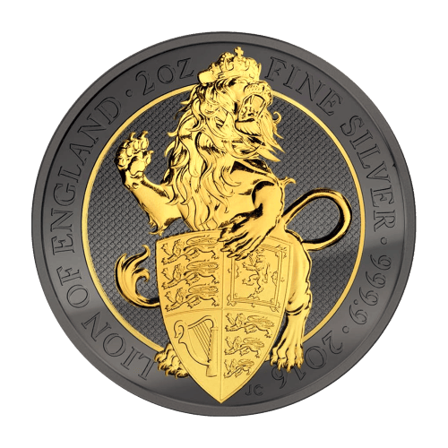 Pièce 2 onces d'argent plaqué ruthénium noir Les bêtes de Tudor : Énigme dorée Lion d'Angleterre 2016 | La Monnaie royale