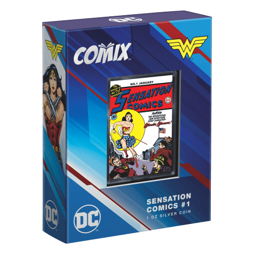 1 oz 2024 Wonder Woman Sensation Comics #1 Colourized Proof Silver Coin | Agoro by New Zealand Mint