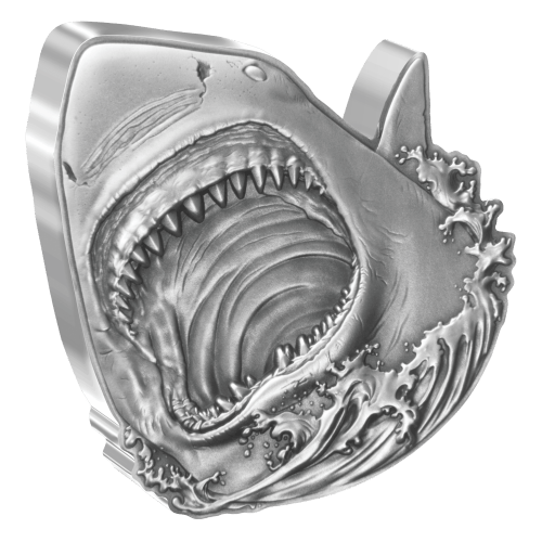 2 oz 2024 Shark Week: Great White Shark Antiqued Silver Coin | Agoro by New Zealand Mint