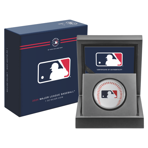 Pièce 1 once d'argent coloré E2preuve numismatique Logo MLB 2024 | Agoro par La Monnaie de Nouvelle-Zélande