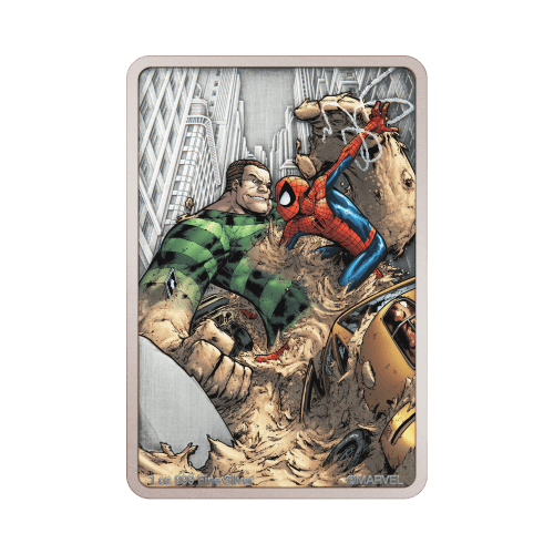 1 oz 2024 Spiderman Villains Series: Sandman Colourized Antiqued Silver Coin | Agoro by New Zealand Mint