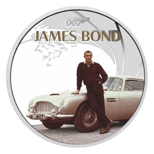 Pièce 1 once d'argent coloré Épreuve numismatique James Bond : Sean Connery 2024 | Monnaie de Perth