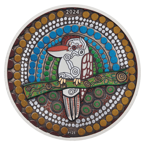 Pièce 2 onces d'argent coloré vieilli Kookaburra Kaa Kaa 2024 | Monnaie de Perth