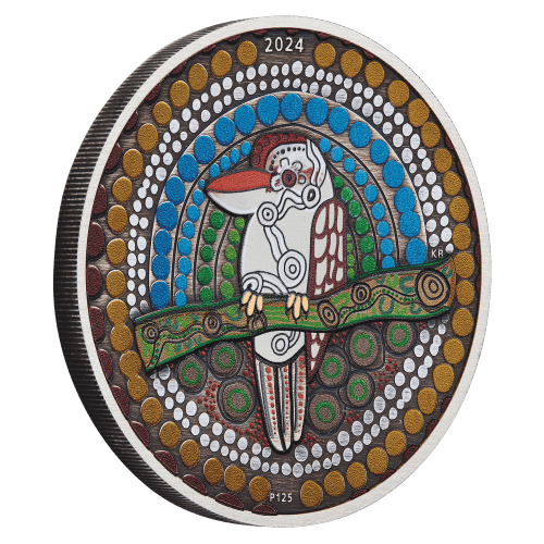 Pièce 2 onces d'argent coloré vieilli Kookaburra Kaa Kaa 2024 | Monnaie de Perth