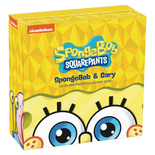 1 oz 2024 25th Anniversary of Spongebob Squarepants: SpongeBob and Gary Colourized Proof Silver Coin | Perth Mint