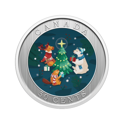Pièce lenticulaire Sous l'étoile du sapin 50 centimes 2024 | Monnaie royale canadienne