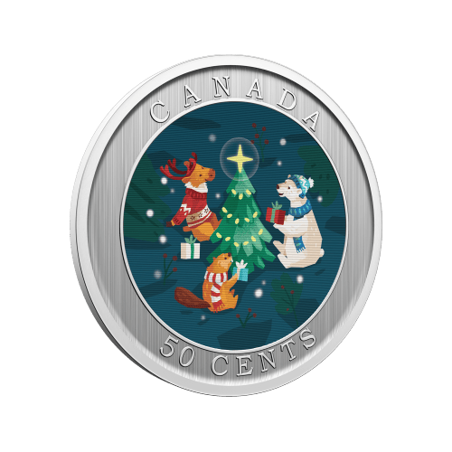 Pièce lenticulaire Sous l'étoile du sapin 50 centimes 2024 | Monnaie royale canadienne