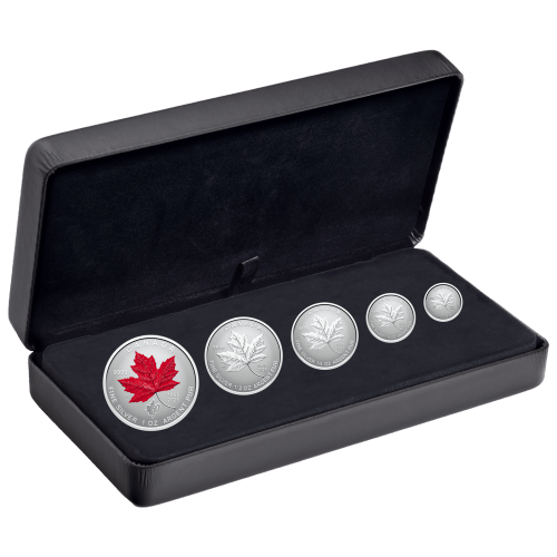 Set of 5 x 2025 60th Anniversary of the Canadian Flag Fractional Silver Coins | Royal Canadian Mint