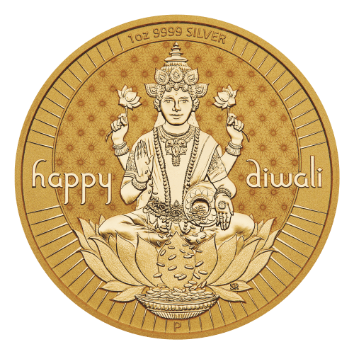 Pièce 1 once d'argent doré Diwali 2024 | Monnaie de Perth
