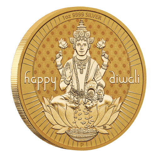 Pièce 1 once d'argent doré Diwali 2024 | Monnaie de Perth
