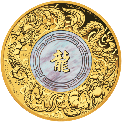 2 oz 2024 Double Dragon with Mother of Pearl Proof Gold Coin | Perth Mint