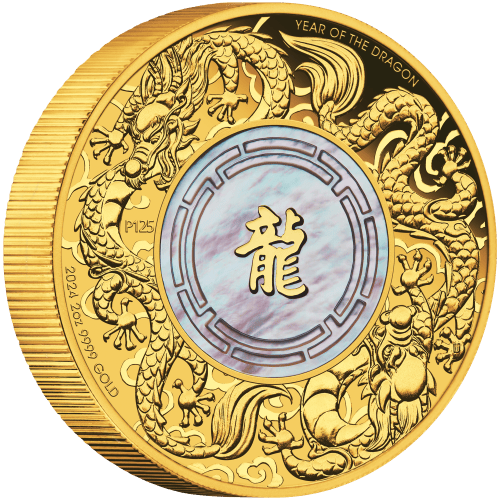 2 oz 2024 Double Dragon with Mother of Pearl Proof Gold Coin | Perth Mint