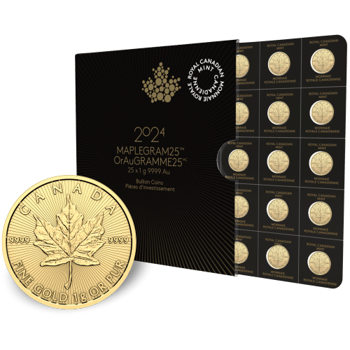 Plaquette de pièces 25 grammes (25 x 1 g) en or MapleGram 2024 | Monnaie royale canadienne