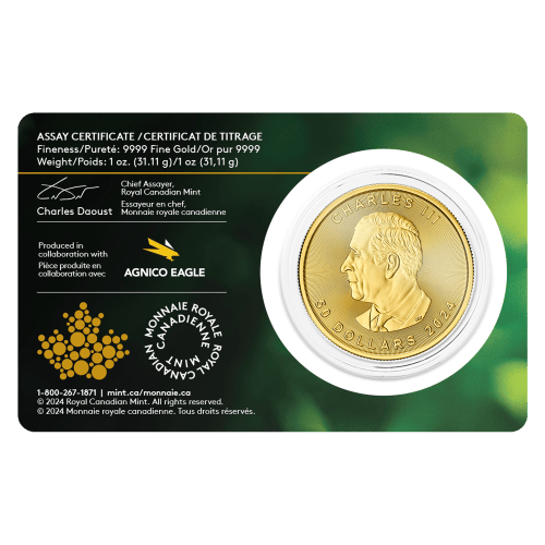 1 oz 2024 Canadian Maple Leaf: Single-Sourced Agnico Eagle Detour