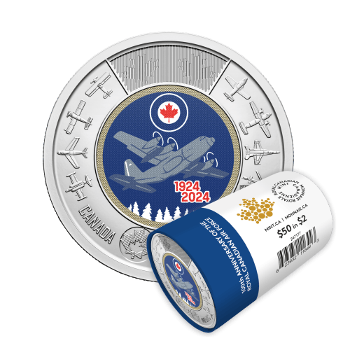 Rouleau de pièces 2 $ colorées 100ème anniversaire de l'Aviation royale canadienne 2024 | Monnaie royale canadienne