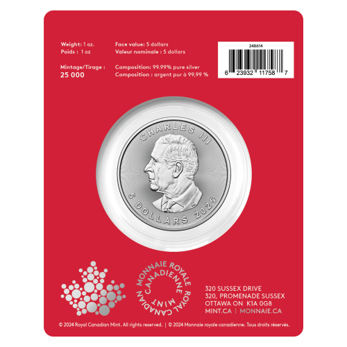 1 oz 2025 Treasured Maple Leaf Year of the Snake Privy Mark Silver