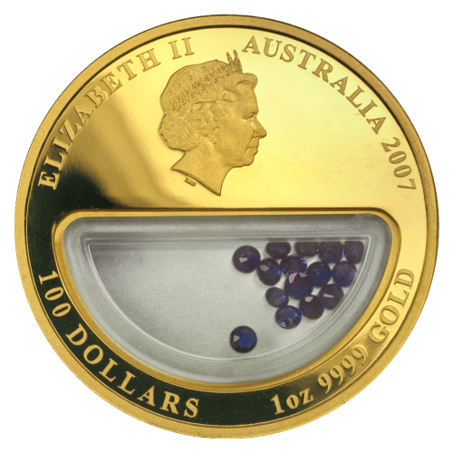 1 oz 2007 Treasures of Australia: Sapphires Proof Gold Locket Coin | Perth Mint