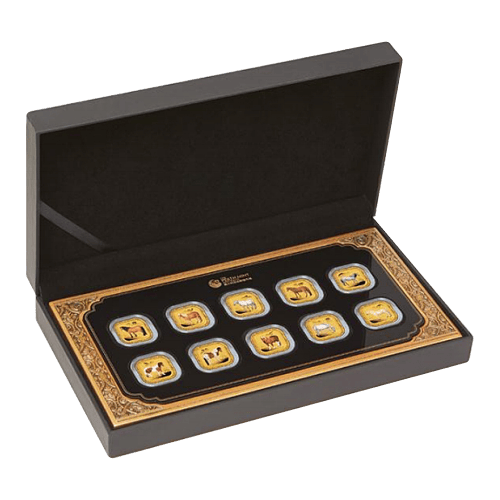 Set of 10 x 1/10 oz 2014 Lunar Year of the Horse Colourized Gold Coins | Perth Mint